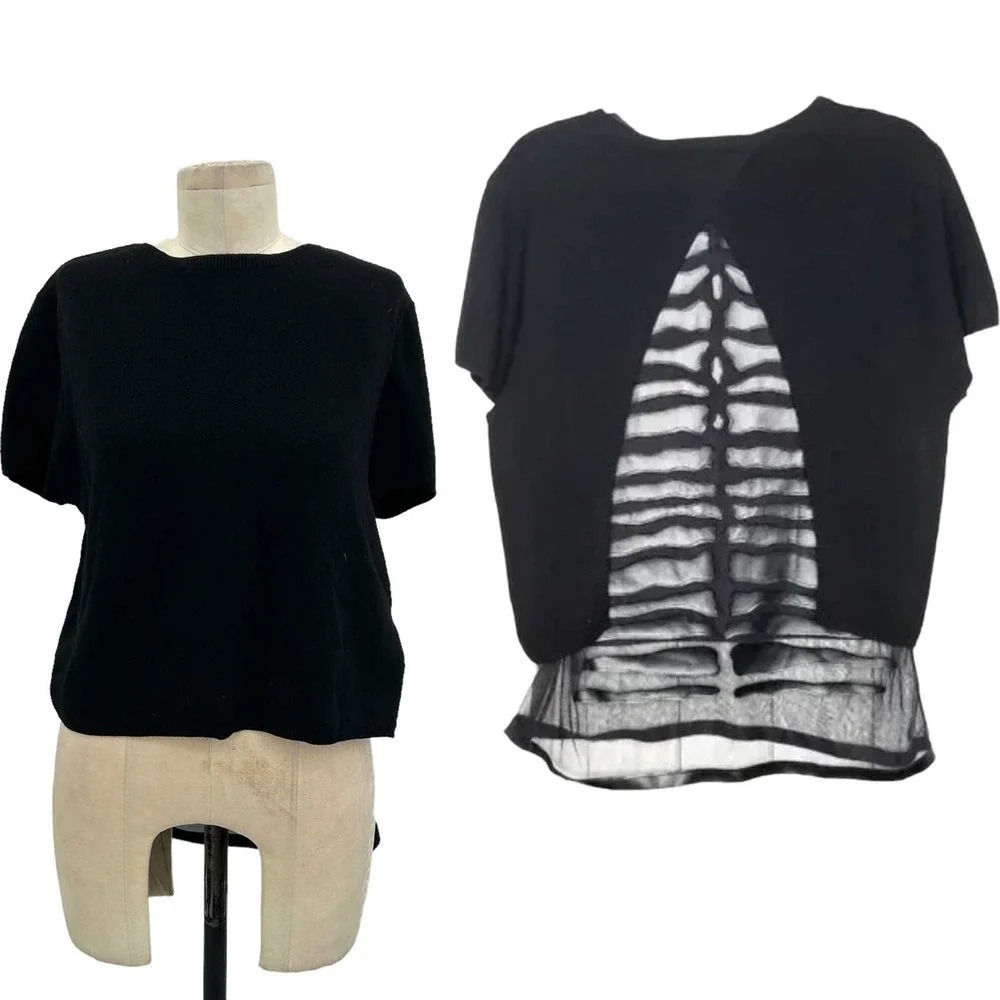 Sachin + Babi Knit Mesh Skeleton Goth Gore Spine Skeleton Sweater Size Small